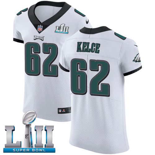 Nike Eagles #62 Jason Kelce White Super Bowl LII Men's Stitched NFL Vapor Untouchable Elite Jersey - Click Image to Close